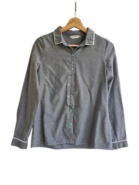 P.A.O Cotton Blend Asymmetrical Step Button Front Gray Size Small Architectural